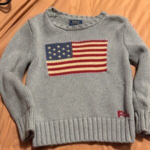 Polo by Ralph Lauren Women's Blue Sweater with Flag Design